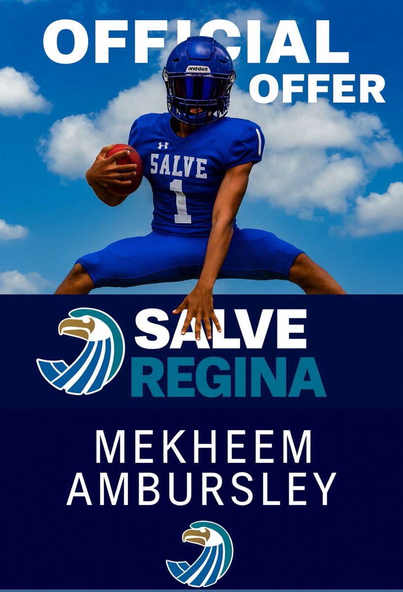 Blessed to receive my first Official Offer from <a href="/Salve_Football/">Salve Regina Football</a> Thank you to  <a href="/CoachB_Goodwin/">Braxton Goodwin</a> <a href="/GilmartinKevin/">Kevin Gilmartin</a>
<a href="/waterbury_fb/">WCA Spartan Football</a> <a href="/JonasRousseauSr/">Mr. Elevated</a>
<a href="/Blaize4534/">coachblaize</a> <a href="/Sturdivant1J/">Coach Jason Sturdivant</a> <a href="/C_Calle23/">Coach Christian Calle</a>
#AGTG