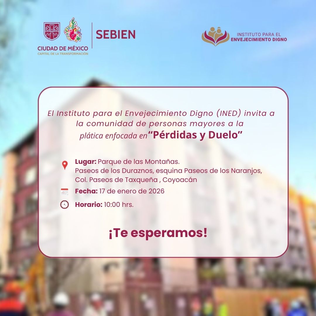 Tras los acontecimientos recientes en Paseos de Taxqueña en la alcaldía #Coyoacán, sabemos que muchas emociones pueden surgir. Por ello, invitamos a las #PersonasMayores a esta plática de acompañamiento emocional, un espacio seguro para compartir, escuchar y sanar junt@s. 👵🏽👴🏽🫂
