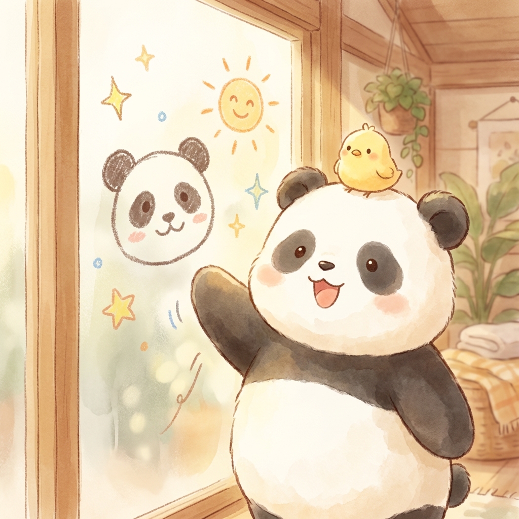 Panda_Studio_Ai's tweet image. 『描けたよ〜🎨』
 #パンダ #panda #AIart #結露 #冬の朝 #お絵かき