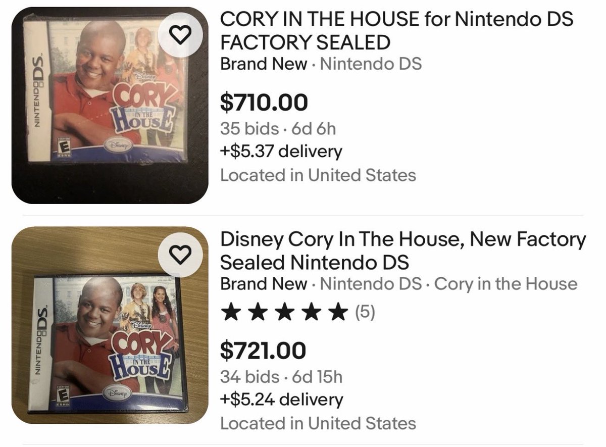 As a result of users flooding metacritic &amp; pushing the game to the #2 spot of all time, sealed copies of Cory In The House have skyrocketed by more than 3000% in the past 2 weeks.
