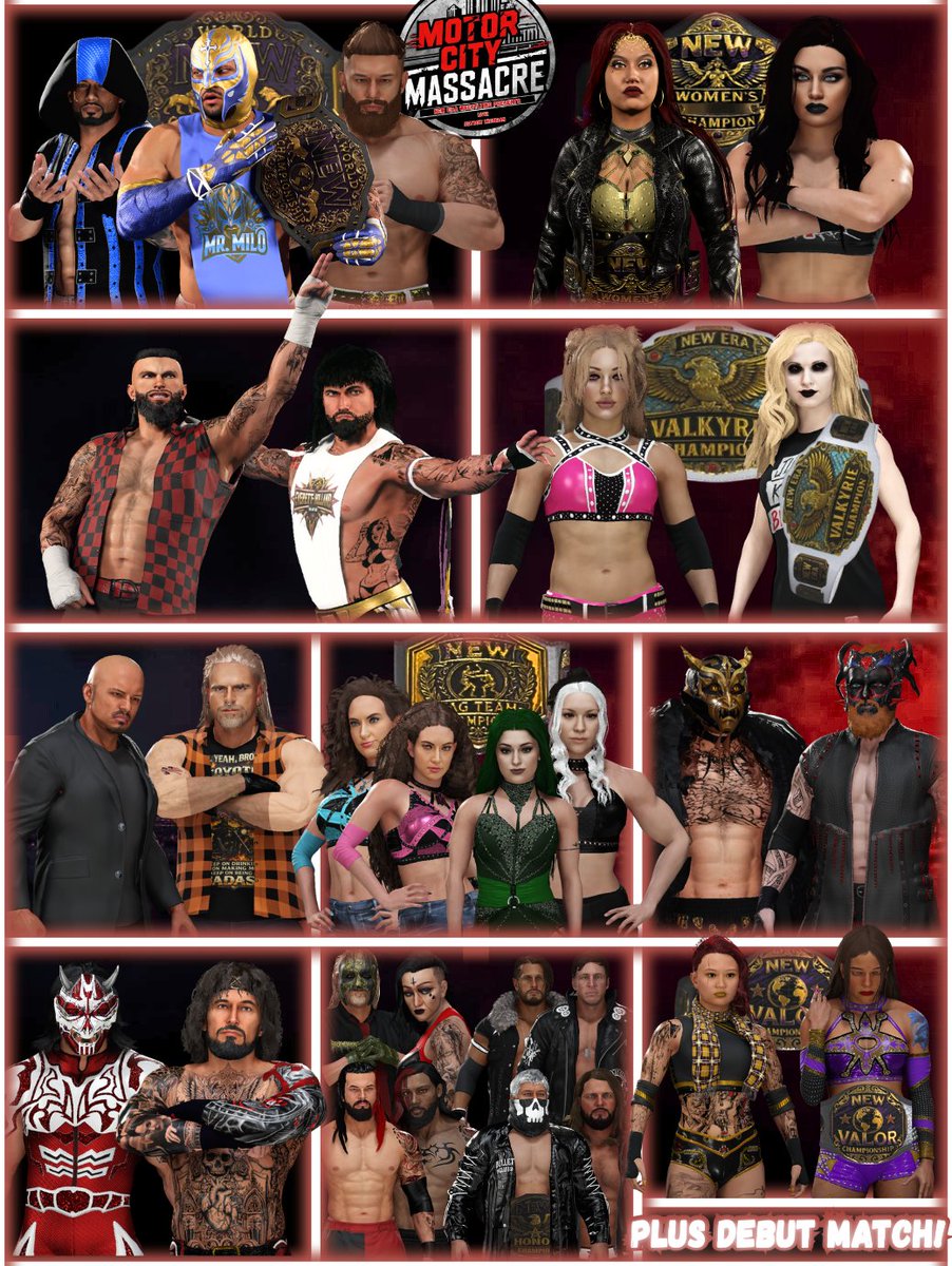 NEWERAEFED's tweet image. NEW ERA PRESENTS MOTOR CITY MASSACRE!
LIVE FRIDAY JANUARY 16TH 5PM EST! 
@ m.twitch.tv/mvpaxson

TRIPLE THREAT FOR NEW WORLD CHAMPIONSHIP
- MR. MILO(C)(@MrMiloNEW) vs MACK(@Mackishere8) vs WAYNE DAVIDSON(@Wayne_DavidsonX)

WOMENS WORLD CHAMPIONSHIP
  - E$HA…