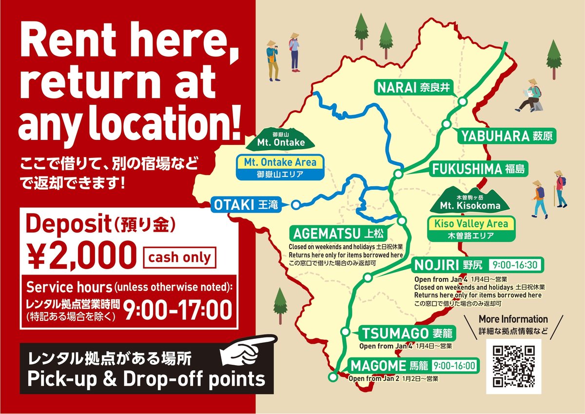 【木曽エリア・ひのき笠レンタル　2/15(日)まで！】

現在、木曽地域の宿場等でひのき笠のレンタルを行っています。
大桑村は、野尻駅そばの野尻地区館が貸出場所です！
（平日9：00～16：30、返却は野尻で貸出の場合のみ）
ぜひご利用ください。詳しくはこちらから↓
kiso-nagano.ne.jp/news/cypressha…