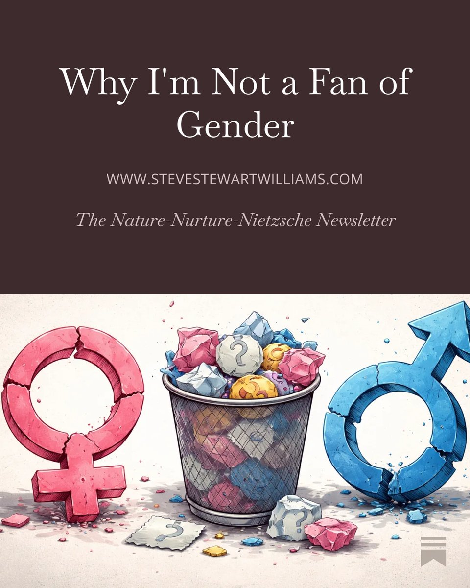"The sex–gender distinction has become hugely popular in recent years, and many consider it indispensable. Personally, I’m not a fan. More precisely, I’m not a fan of the concept of gender, which I think confuses more than it enlightens."

[Link below.]