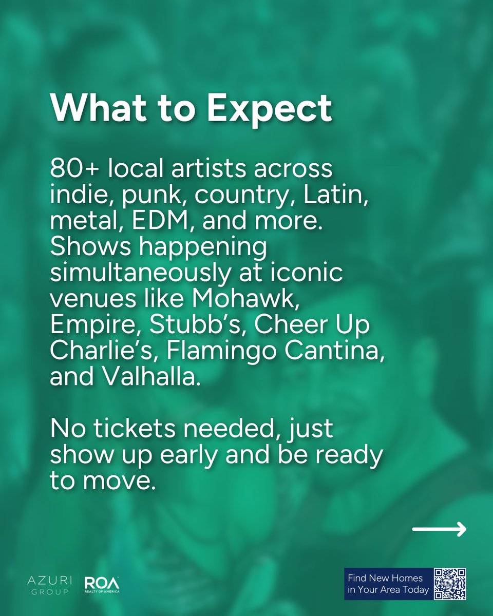 AzuriRealty's tweet image. Free Week is one of those moments that reminds you how cool Austin really is 🎶✨
Two nights, free shows, and a city that fully shows up for its local music scene.

Thinking about putting down roots here? We’re always happy to help you explore your options 🏡

#AzuriGroupTX