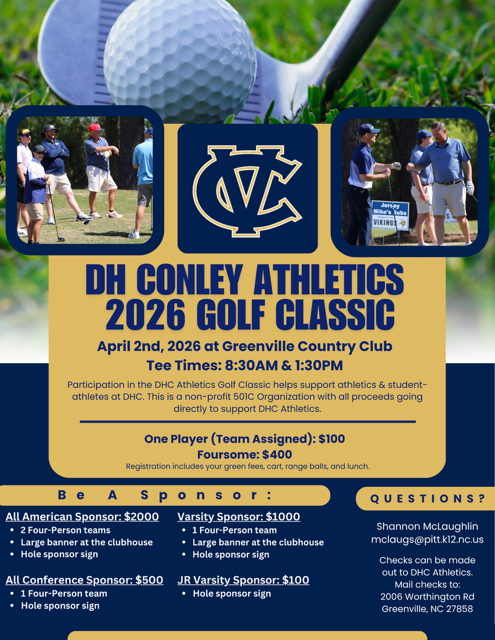 ConleySports's tweet image. ⛳️ DH Conley Athletics Golf Tournament ⛳️
Join us for a great day on the course supporting our Viking student-athletes!
🏌️ Play
🤝 Sponsor
🎟️ Donate raffle items
All proceeds support DH Conley Athletics.
📩 Message us for details!
#VikingPride #DHConley #SupportStudentAthletes ⛳️