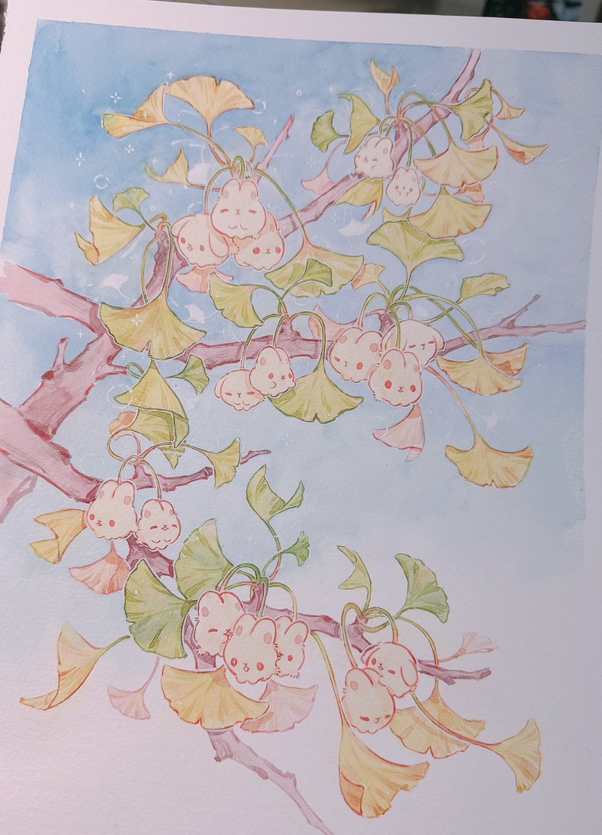 onedayfour's tweet image. Buns on the gingko tree 🐰