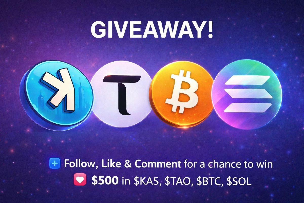 pumpolinsky's tweet image. Time for a GiveAway in Crypto!!
Like this post,
follow me
and comment which chain is your favorite
And you might be the lucky winner of $500 dollar worth in $KAS, $TAO, $BTC or in $SOL
