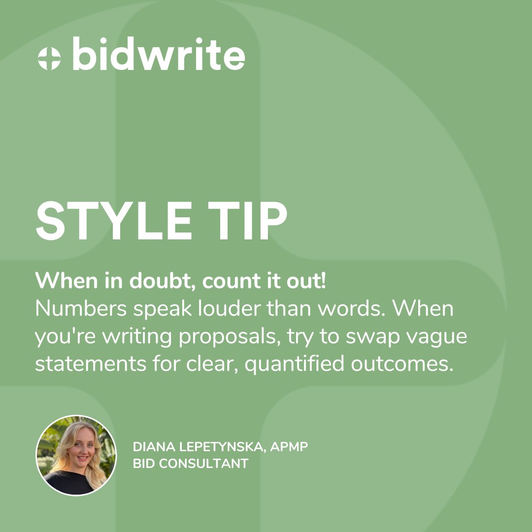 Diana Lepetynska tells us: when in doubt, count it out! E.g.:
➡️ Instead of “We’ve delivered many successful fit outs.”
➡️ Try “We’ve completed 15 commercial fit outs across Queensland – delivering 100% on time and within budget.”

Subscribe for more tips: ap1.hubs.ly/y0wgzP0