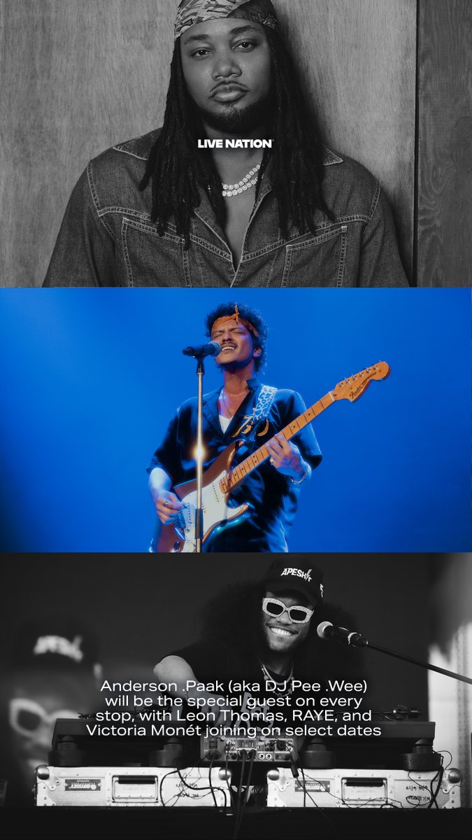 LiveNation's tweet image. .@BrunoMars is already shattering records worldwide with The Romantic Tour. His first full headline tour in almost 10 years and first-ever global stadium run will span 70 dates across North America, Europe, and the UK, shaping up to be one of the largest global tours of the year.