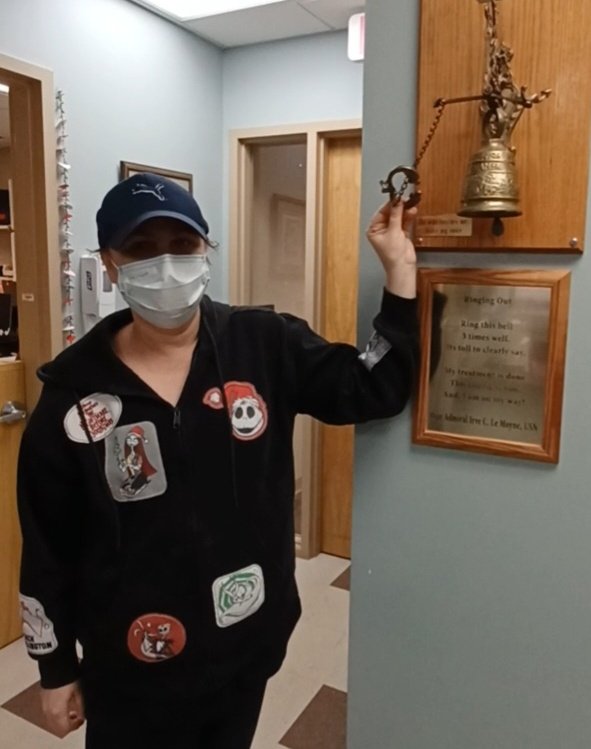 Today, I got to ring my bell! Officially, I am in remission and cancer free #breastcancer #cancersucks #ringthebell #cancerfighter  #Cancersurvivor #triplenegative #cancer