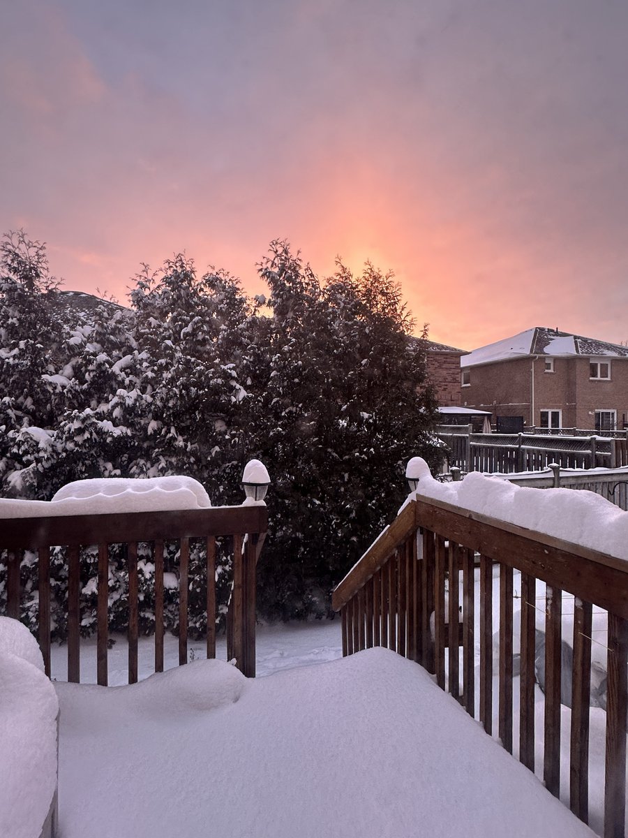 snajmi23's tweet photo. Winter evenings don’t get better than this. View from my backyard 😍⛈️
#snow  #ONstorm #TorontoWinter #SnowDay #CanadianCold 
 #Snowday https://t.co/cXmiqDdUD5