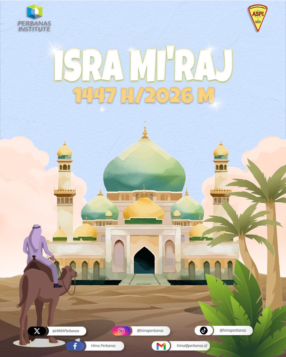 [ ISRA MIRAJ ] 

Kami segenap Pengurus HIMA 2026/2027 mengucapkan, Selamat memperingati Hari Isra Mi’raj Nabi Muhammad SAW 27 Rajab 1447 H untuk seluruh umat muslim di dunia.

Best Regards, 
Public Relation of HIMA Perbanas Institute