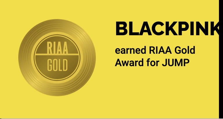 Jeff__Benjamin's tweet photo. Just after @BLACKPINK confirmed details of their new 'DEADLINE' album, their latest single "JUMP" has been certified Gold by @RIAA

It's BLACKPINK's third song to hit Gold status (500k units) in the US after "DDU-DU DDU-DU" (certified in 2019) and "Sour Candy" w/ @LadyGaga (2021) https://t.co/9Gf6sY8l1W