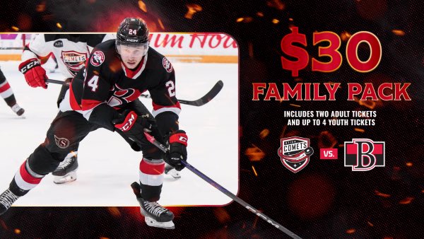 jrtrottier's tweet image. Looking forward to having the @BellevilleSens at the CTC on Sunday!

Family pack available for only $30: 2 adult tickets and up to 4 youth tickets. 

Get your tickets now: ticketmaster.ca/event/31006332…