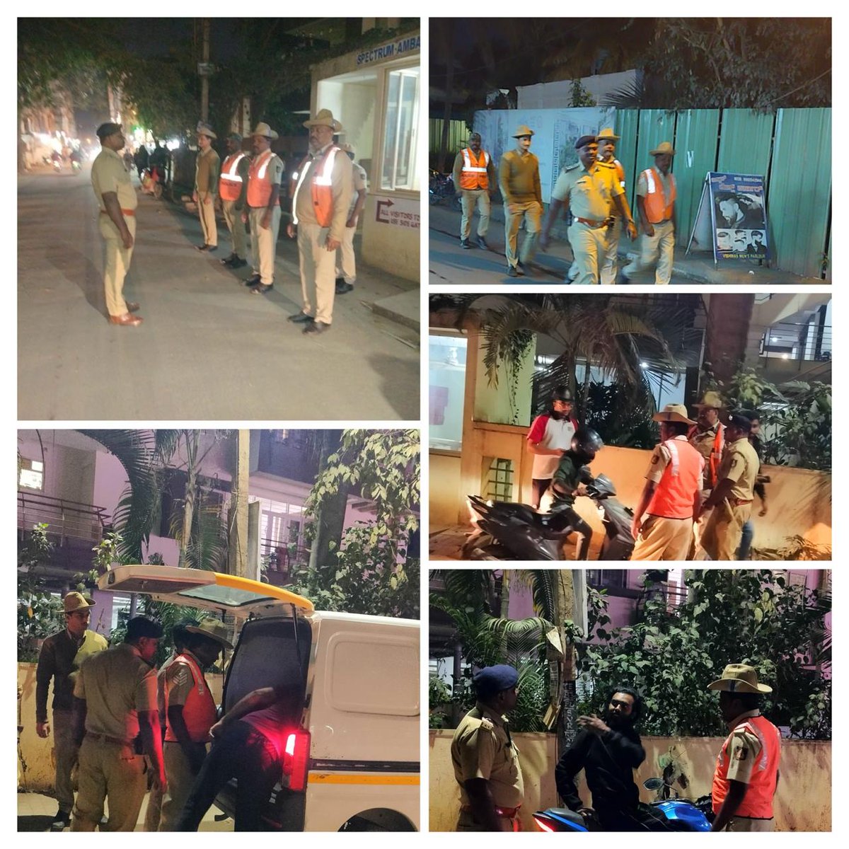 In the police station limits of Whitefield Division, on the night of 15-01-2026, #FootPatrolling, #NakaPoint checks for suspicious persons and vehicles, and #AreaDomination operations were carried out to prevent criminal activities and maintain constant surveillance, as well as