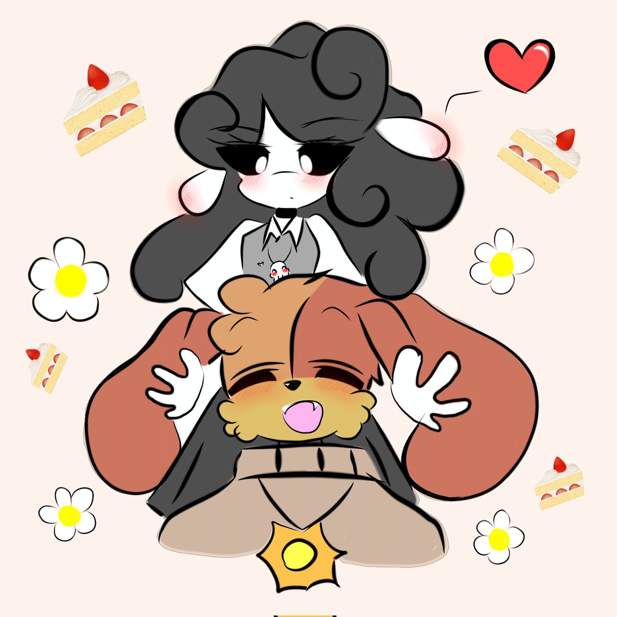 Anakare86093699's tweet image. 🧡 x 🖤 🍰 #SunSkull #nightmarecritters #SmilingsCritters #SmilingCrittersAU #DogdayxBaba