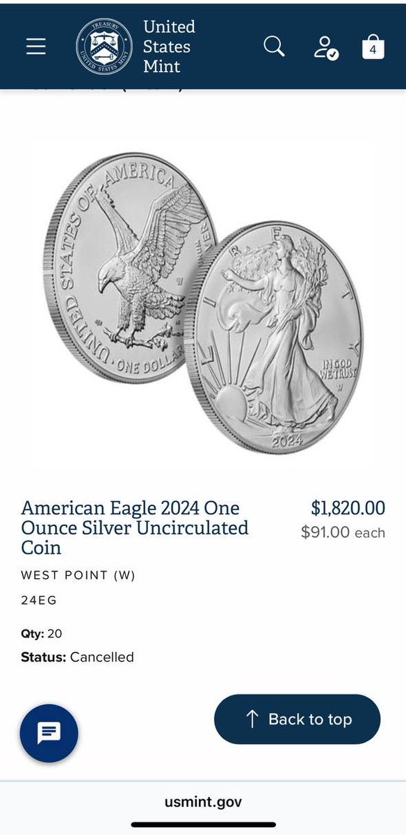 SilverDegen's tweet image. 🚨 US MINT CANCELLING ORDERS 🚨 

I received this from Anon Stacker who placed the order 2 days ago. Today his order was cancelled‼️