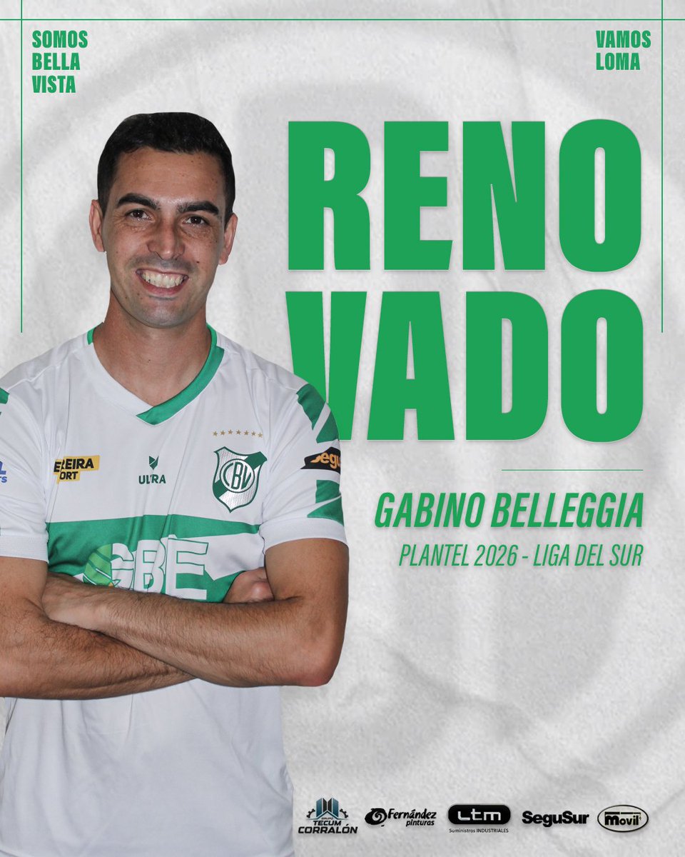 ⚽️ #LigaDelSur |

👉🏼 ¡Belleggia sigue en Bella Vista!

🙌🏼 Gabino será parte del equipo que afrontará el torneo de la Liga del Sur 2026.

👊🏼 ¡Vamos por un gran año!

#SomosBellaVista