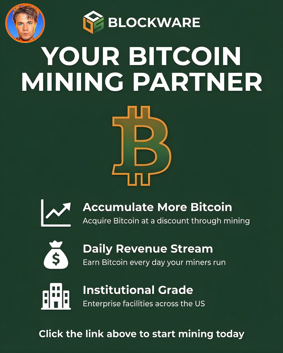 Mine your own Bitcoin while others watch. @Blockware makes it so simple: 💰  Earn Bitcoin Daily ⚡ Hosted Bitcoin Mining 🔒 Institutional-Grade Security  👇 START MINING BITCOIN IN MINUTES 👇 ​​https://t.co/IWwIIQoQ0I