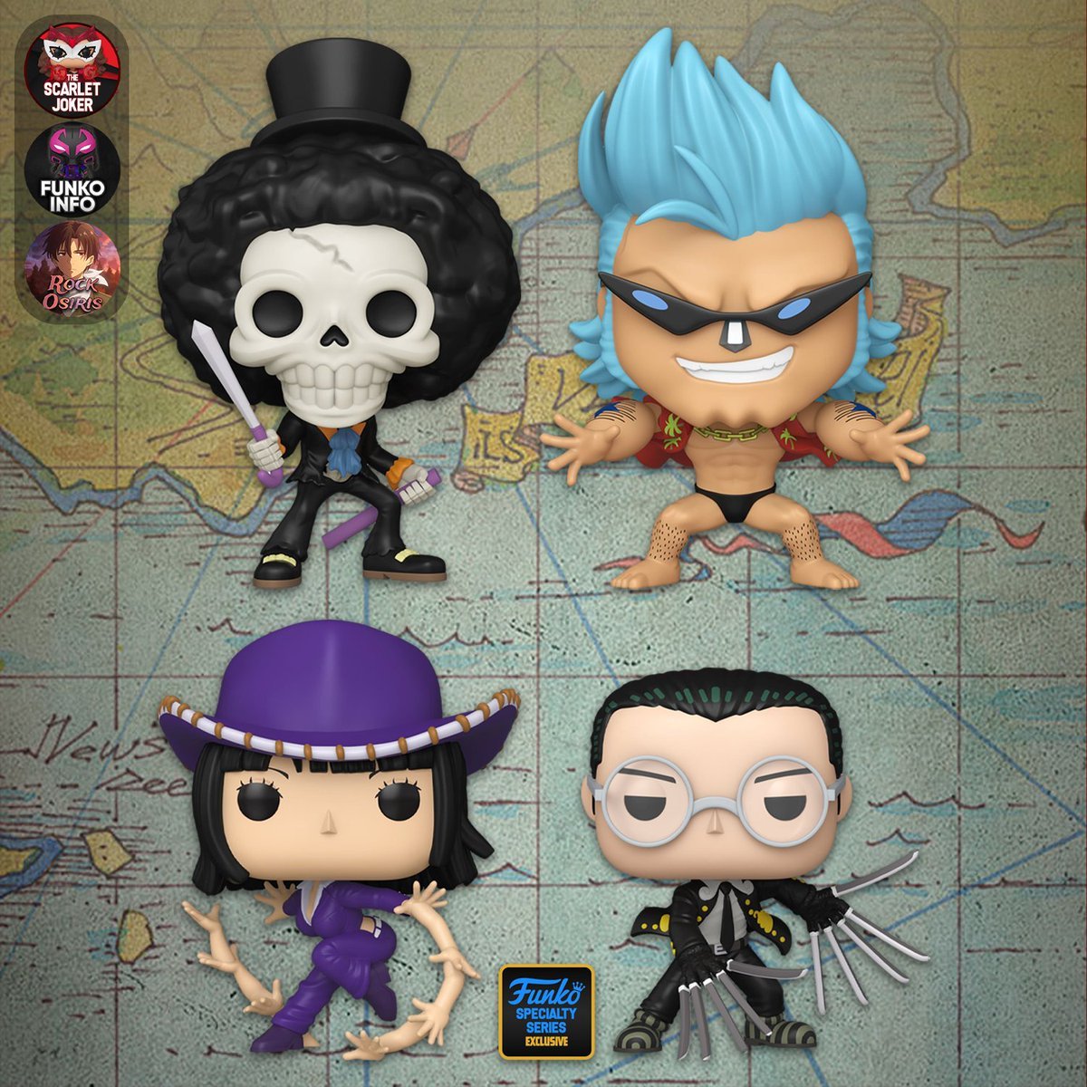 OPMerchandise's tweet image. First look at new One Piece Pop!s - Brook, Franky, Nico Robin, and Specialty Series exclusive Kuro!

Release Monday, January 19, 2026!

#OnePiece 
#FunkoPop
