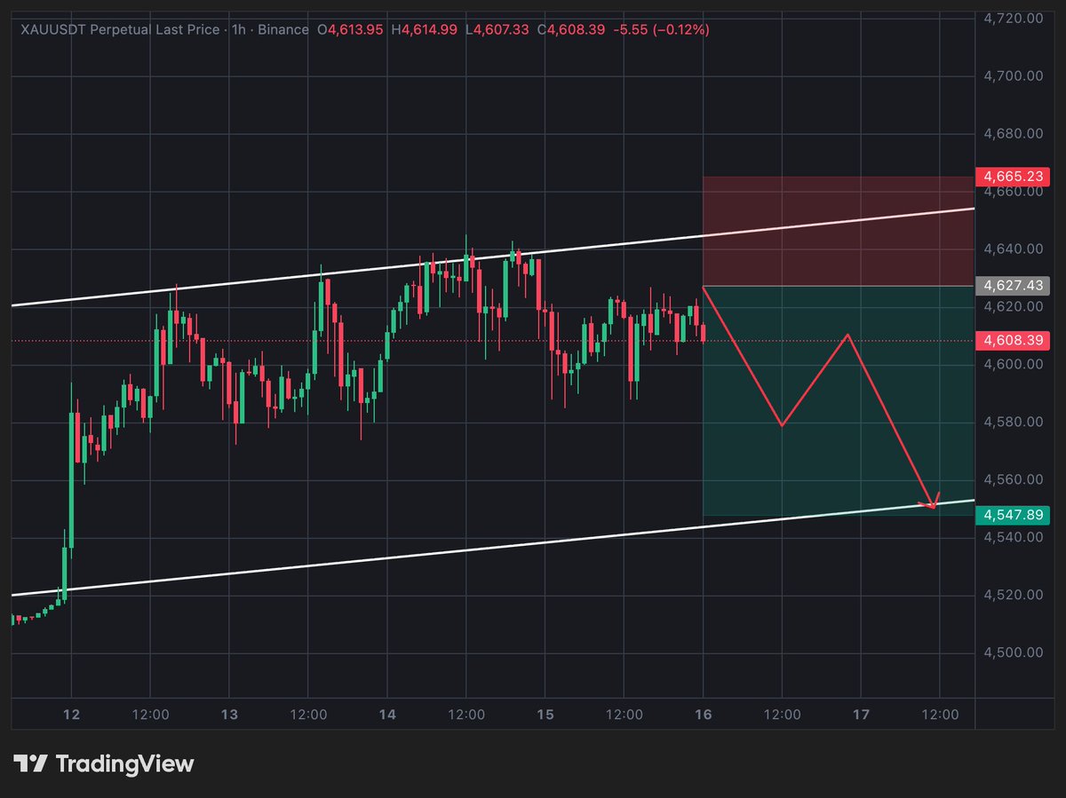 XAU / USDT — SHORT FUTURES & SPOT TRADE SETUP (1H) Bearish 📉 Entry Zone:  4,620 – 4,635 Stop Loss: 4,665 – 4,670 Targets: TP1: 4,580 TP2: 4,550 –  4,545