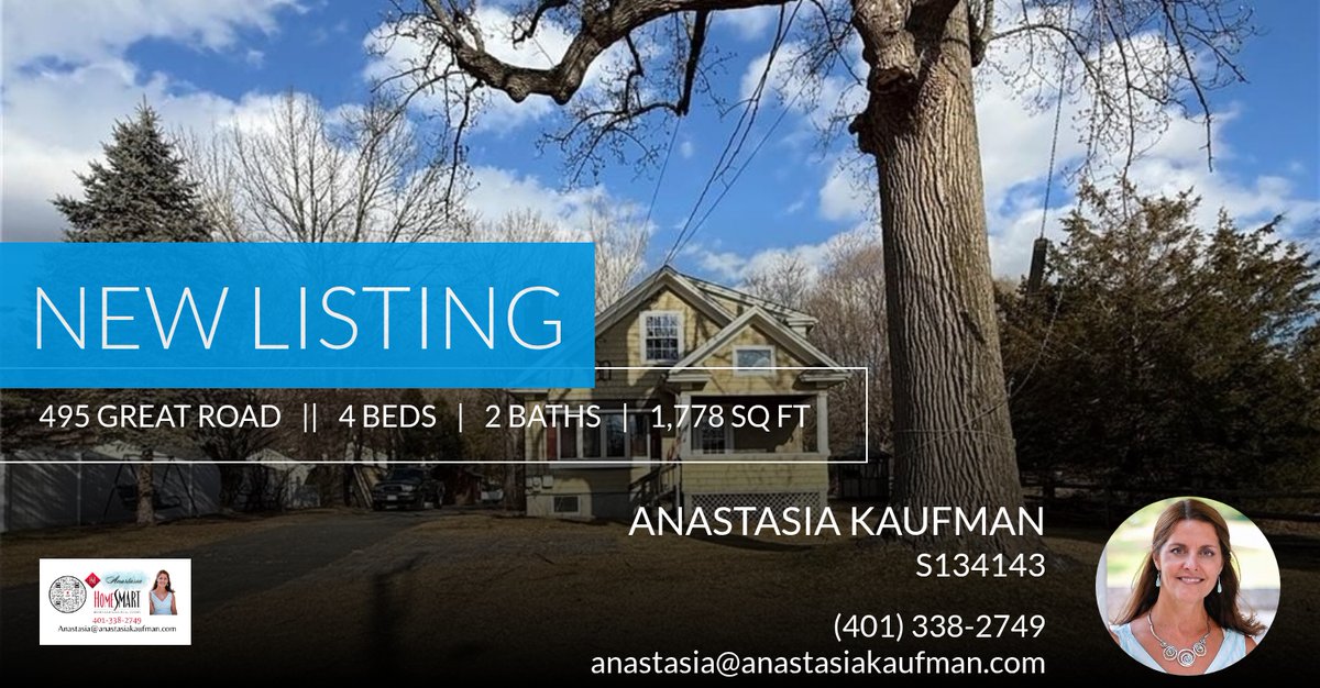 stay0693's tweet photo. 📍 New Listing 📍 Take a look at this fantastic new property that just hit the market located at 495 Great Road in Lincoln. Reach out here or at (401) 338-2749 for more information

Anastasia
Anastasia Kaufman
HomeSmart Profe... https://t.co/KMLY6w4zVC https://t.co/4Kw9ExGqoB