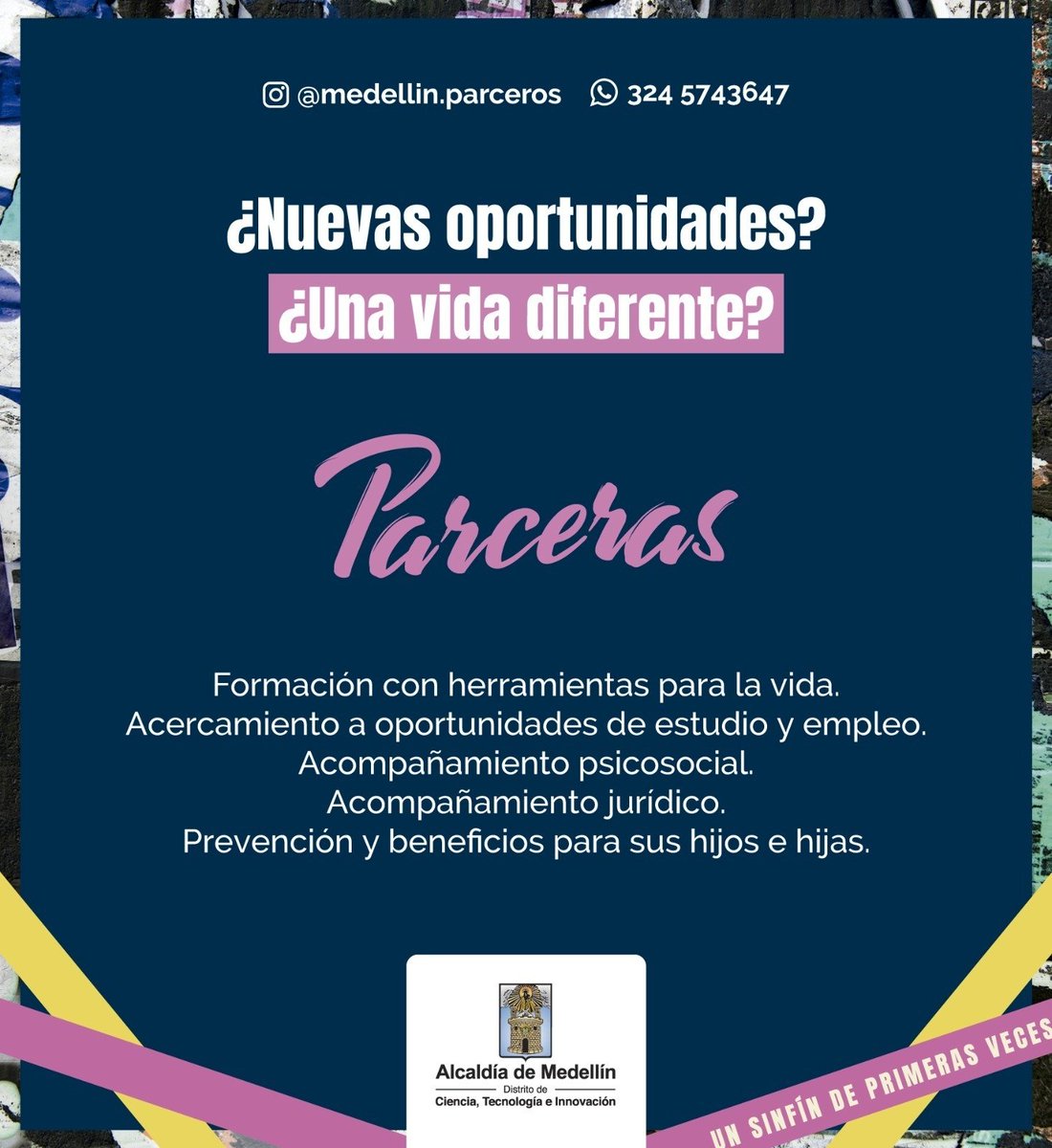 ¡Hola! Si conocen mujeres que estén en contexto de prostitución, explotación sexual bajo cualquier modalidad, el programa Parceras de la Alcaldía de Medellín abrió nueva convocatoria para este semestre con una oferta muy robusta para ellas y sus hijas e hijos. 
RT!!!
