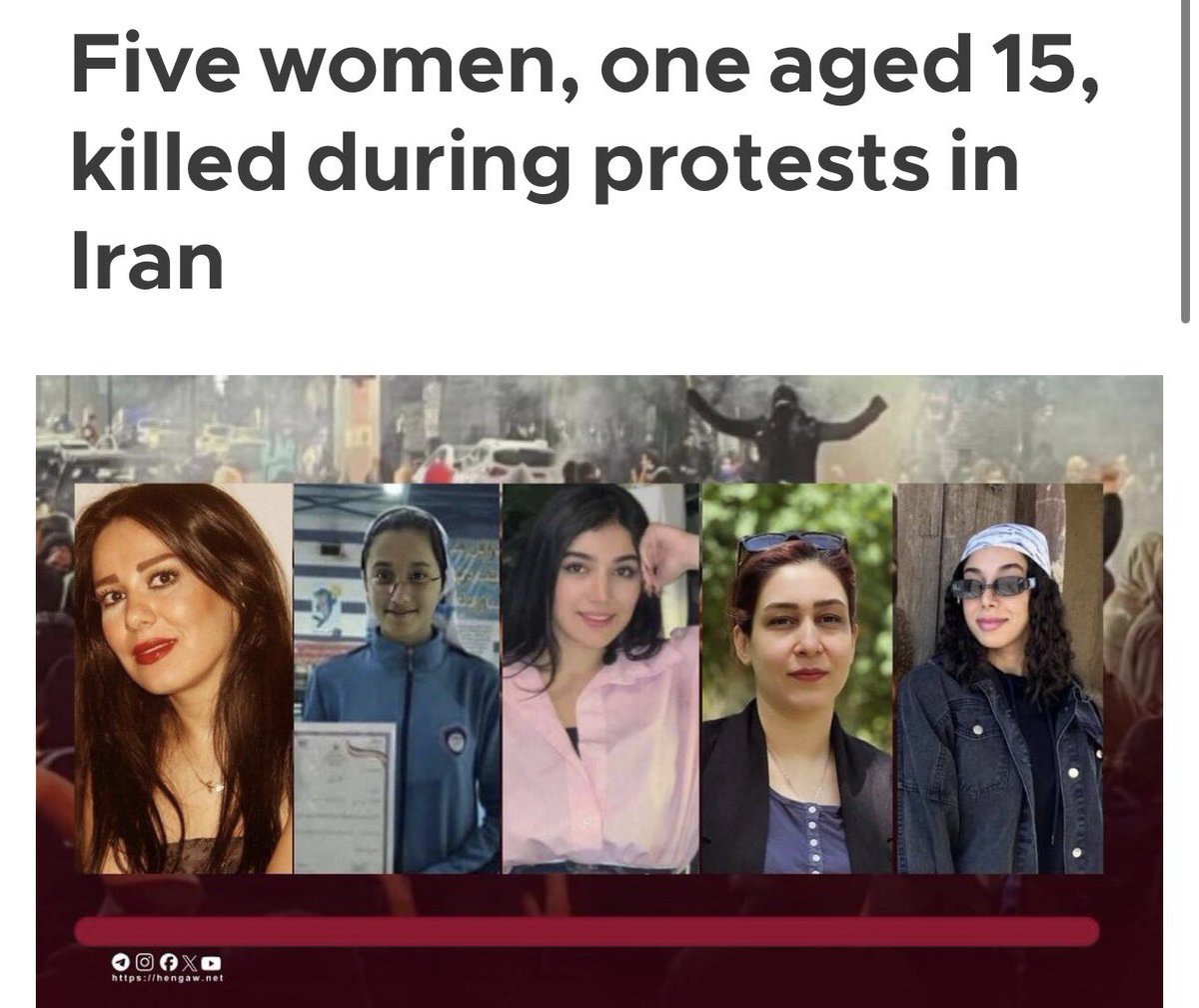 Women gunned down in the streets of Iran simply for wanting freedom. 

Where are all the outspoken feminists? 

Angelina Jolie? 

Susan Sarandon? 

Cynthia Nixon? 

Annie Lenox? 

They are SILENT!