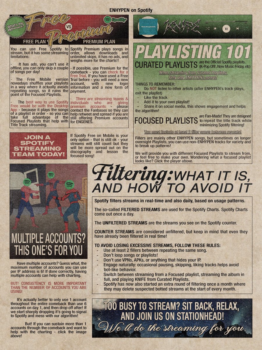 EN_onSpotify's tweet image. 🔲ENGENES - here is your Spotify Streaming refresher!!!

If you have any doubts or questions - feel free to ask below or DMs us! 

REMEMBER:

✅Use Focused Playlists (we'll have them for you)
✅2 fillers minimum between song repeats 
🔘Non-EN songs are NOT mandatory, but we use…