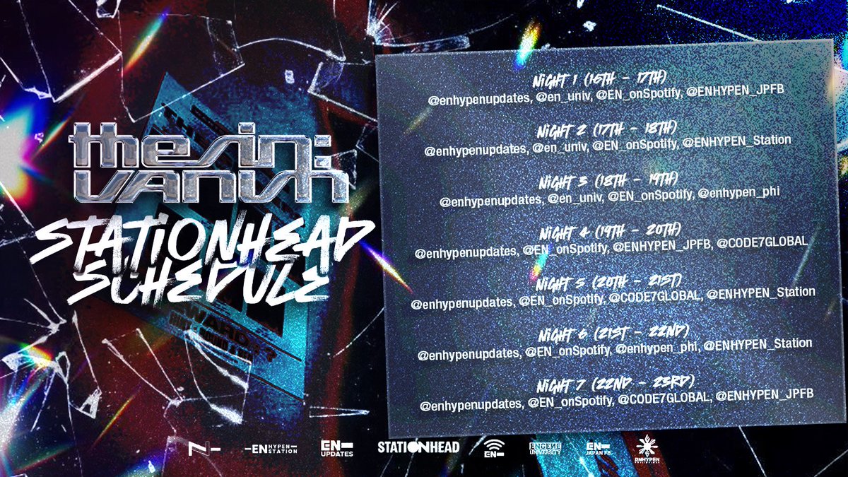 enhypenupdates's tweet image. ENGENEs! For the first week of release, join us for our daily overnight Stationhead sessions with @EN_onSpotify, @en_univ, @ENHYPEN_JPFB, @ENHYPEN_Station, @CODE7GLOBAL, and @enhypen_phi as we stream ‘THE SIN : VANISH’! 🔪

Let’s give it our all and work together toward our…