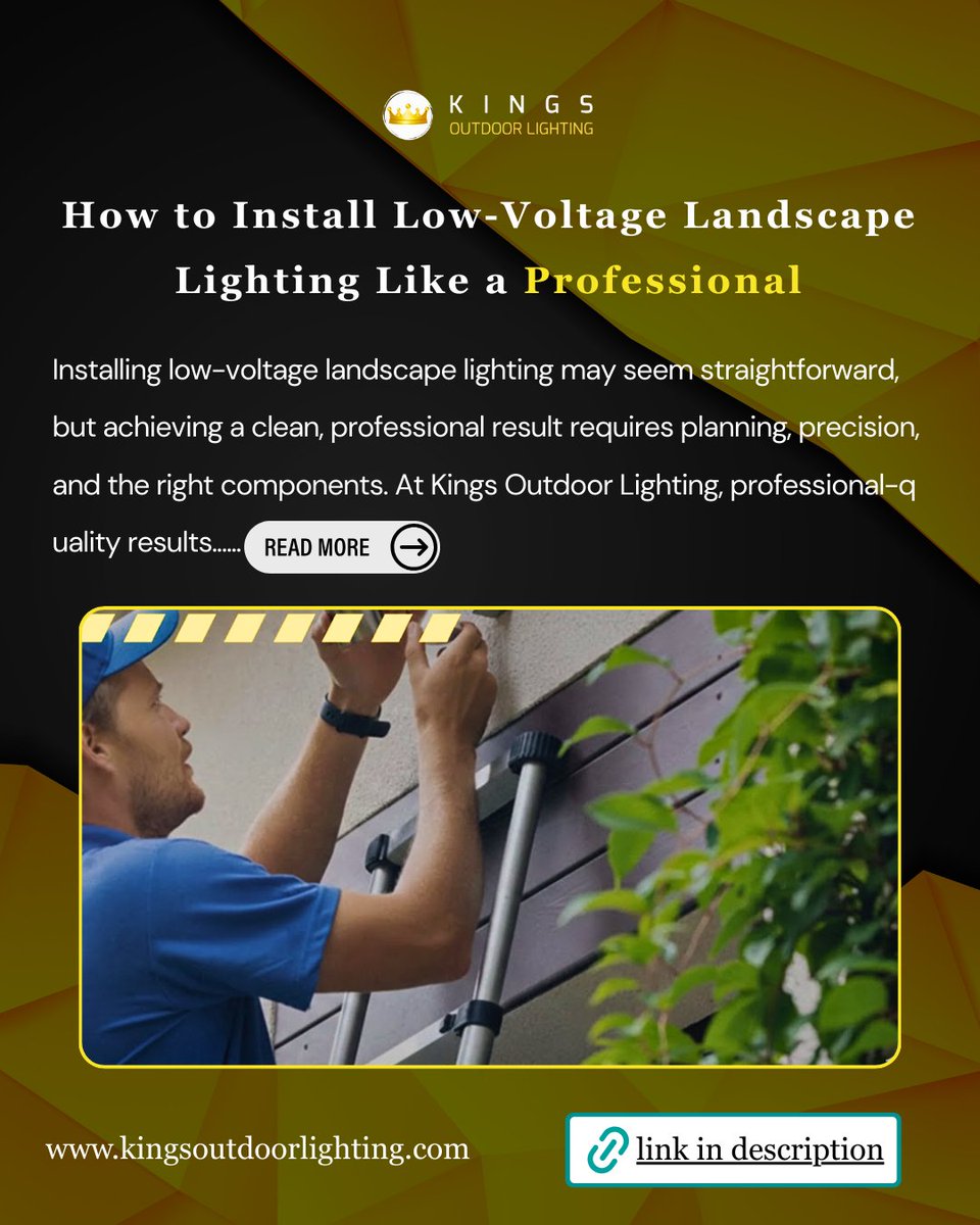 KOLLighting's tweet image. Want that "Professional Look" without the guesswork? Achieving a clean, high-end result starts with the right components and a solid plan.  Learn how to install like a pro today!
#KingsOutdoorLighting #DIYLighting #LandscapeLightingDesign #LowVoltageLighting #HomeRenovation