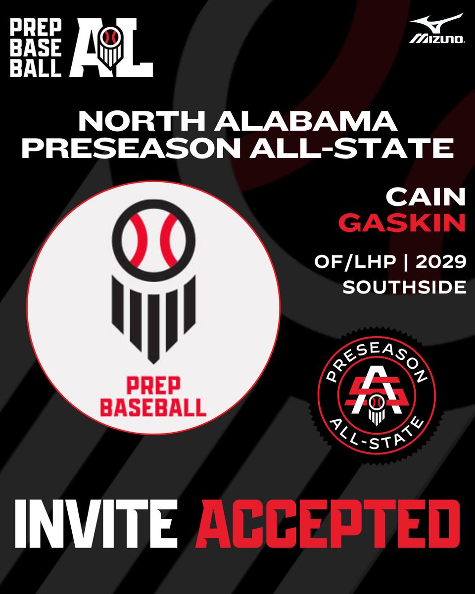 PrepBaseballAL's tweet photo. #𝐍𝐀𝐋𝐏𝐀𝐒𝟐𝟔: 𝐈𝐧𝐯𝐢𝐭𝐞 𝐀𝐜𝐜𝐞𝐩𝐭𝐞𝐝 🔐

Locked in for the 2026 North AL Preseason All-State on January 17th at Hartselle High School Indoor. ⤵️

✅ @GaskinCain17
✅ @ColeSpanier
✅ @JasperGriffin_5
✅ Evan Cox

Claim your invite to the top preseason event of the year. 👍

🔗: https://t.co/5wGyyjZiPT