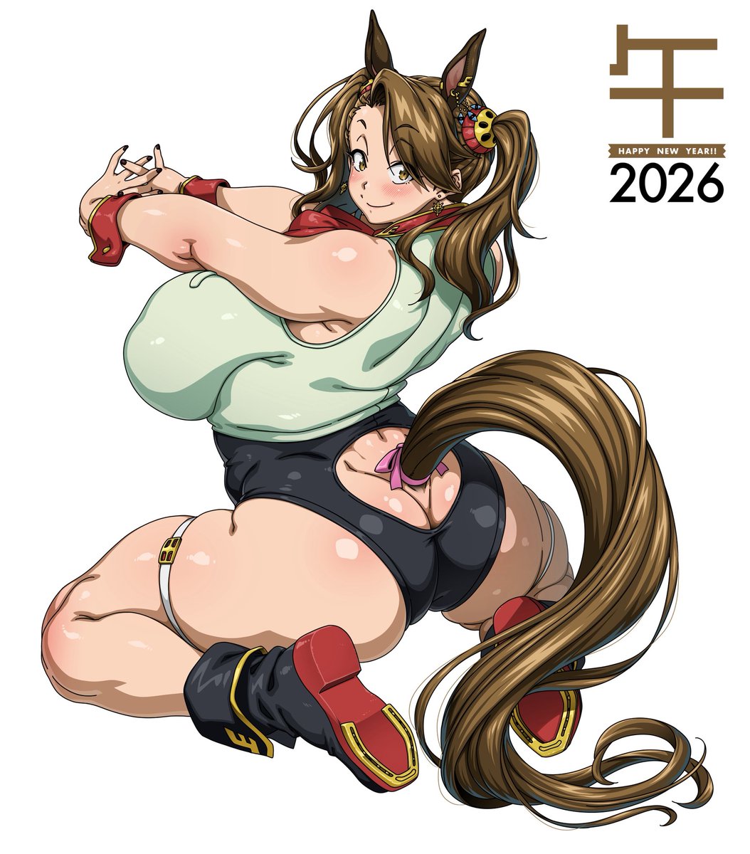 遅ればせながら、ギャン子年賀絵2026完成😊
今年は午年🐴

あらためまして、あけましておめでとうございます!!🌅 