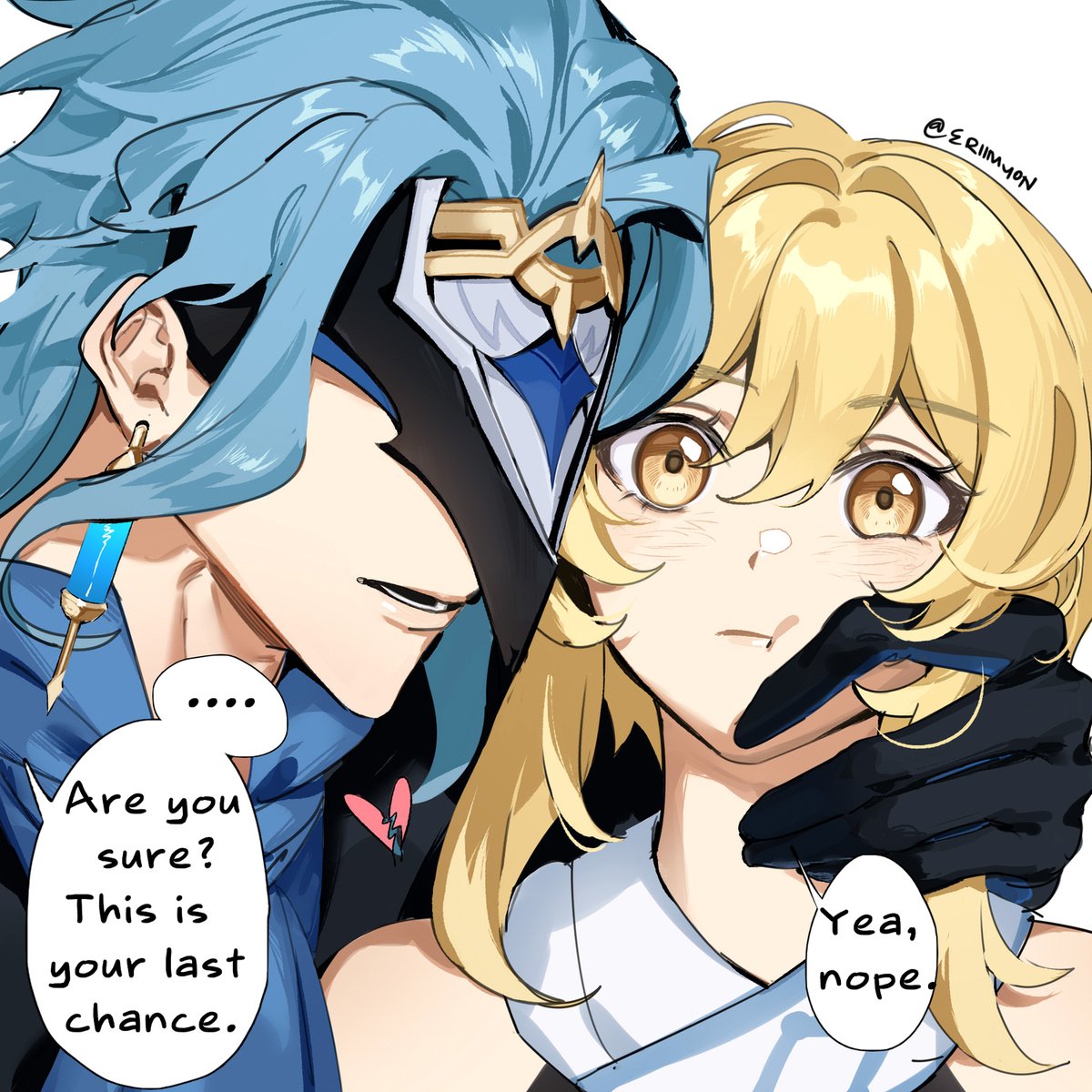 eriimyon1's tweet image. Dottore: this is your 10th last chance, lumine.