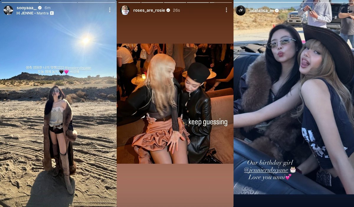 #JISOO, #ROSÉ and #LISA already greeted #JENNIE a Happy Birthday.🖤🩷

BORN TO BE JENNIE 
HAPPY JENUARY  
#TheShiniestRubyDay 
#루비처럼_빛나는_제니생일