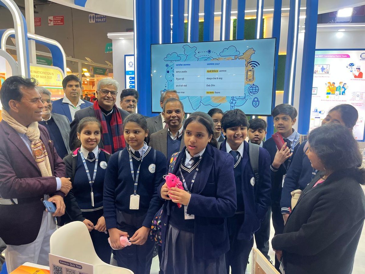 Shri Mritunjay Kumar Narayan, Registrar General &amp; Census Commissioner of India, visited the Office of the Registrar General of India stall at the New Delhi #WorldBookFair2026 along with Additional RGs and senior officers on 15-01-2026. The RG&amp;CCI interacted with visitors,
