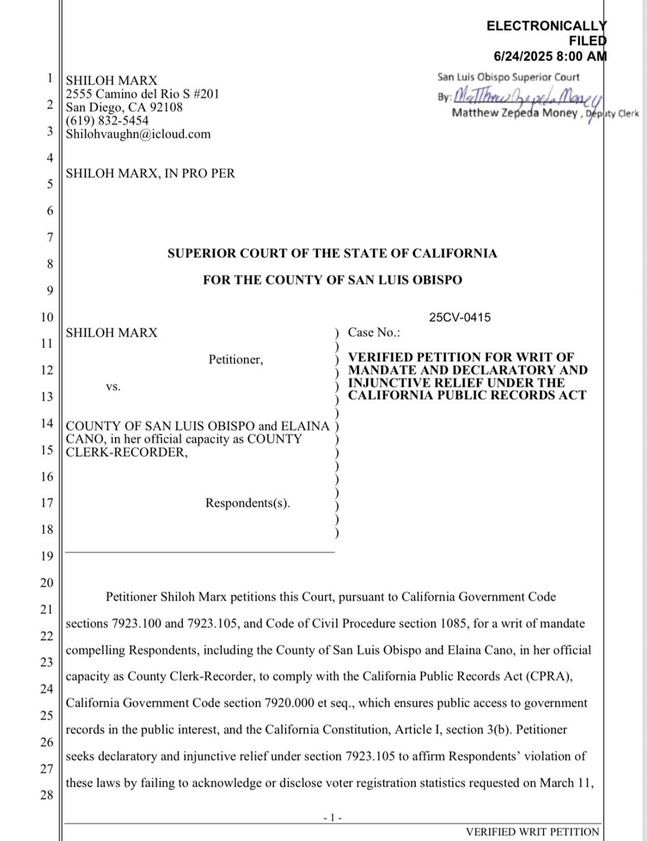 Shilohmarx's tweet image. I used @grok to file a lawsuit against San Luis Opibso for not providing voter data.

3 days after the lawsuit they gave me the records and appoligized lol

Grok changed the game 🤝🏼🇺🇸
