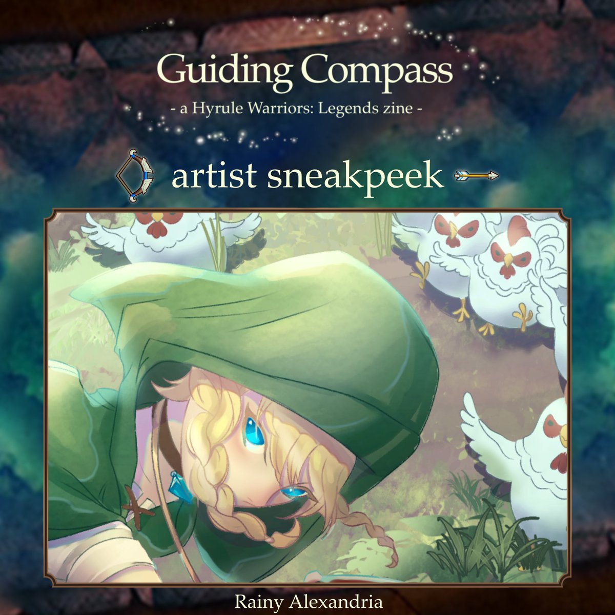 🧭CONTRIBUTOR PREVIEW🧭

From @/rainyalexandria on Bluesky is an enchanting piece with Linkle showing off her skillset with her crossbows! 

Look forward to the zine release on the 21st of January!