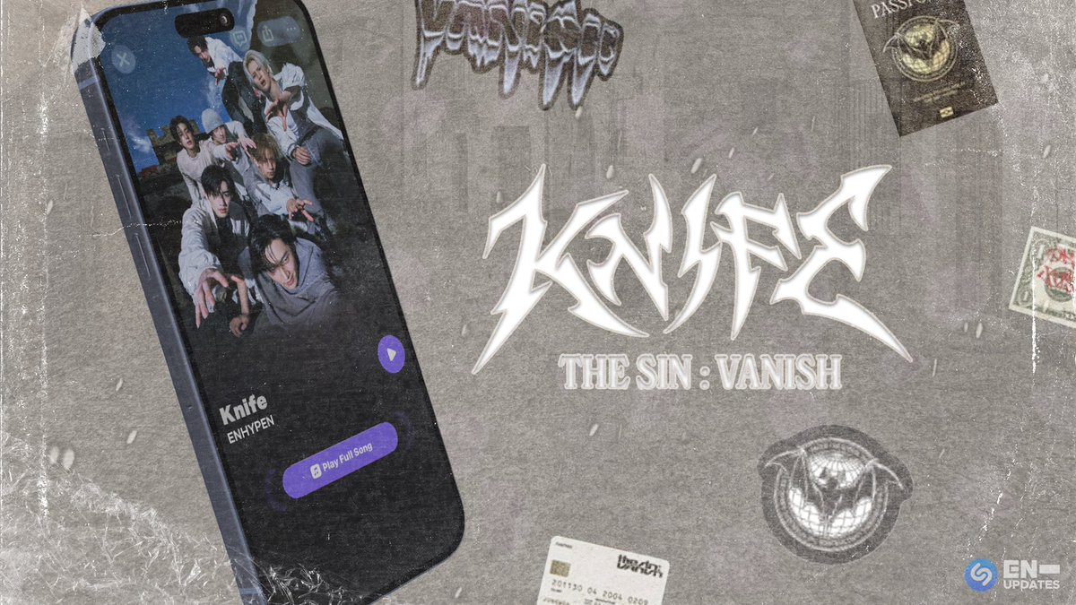 enhypenupdates's tweet image. Don’t forget to Shazam ENHYPEN’s latest track #EN_Knife! This helps in playlisting, viral charts, and radio airplay as it is a platform widely used to gauge a song’s popularity.

Our goal is 10K Shazams! You can Shazam the song while streaming on YouTube or other music sites.…