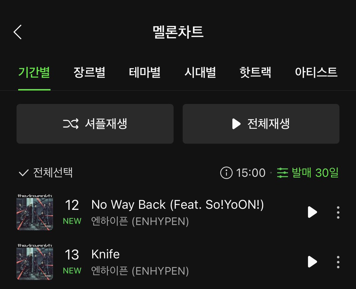 rikittalgi's tweet image. 'No Way Back' debuted higher than 'Knife' on Melon Hot100 30 days and 100 days chart 🥹..