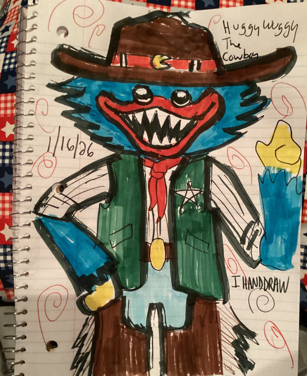 StupesFan4ever's tweet photo. Two of my favorite passions fused together western meets indi horror games. Howdy y’all meet HuggyWuggy the Cowpoke🤠 #PoppyPlaytimefanart #westerninfluence https://t.co/eN3rMYXHP9