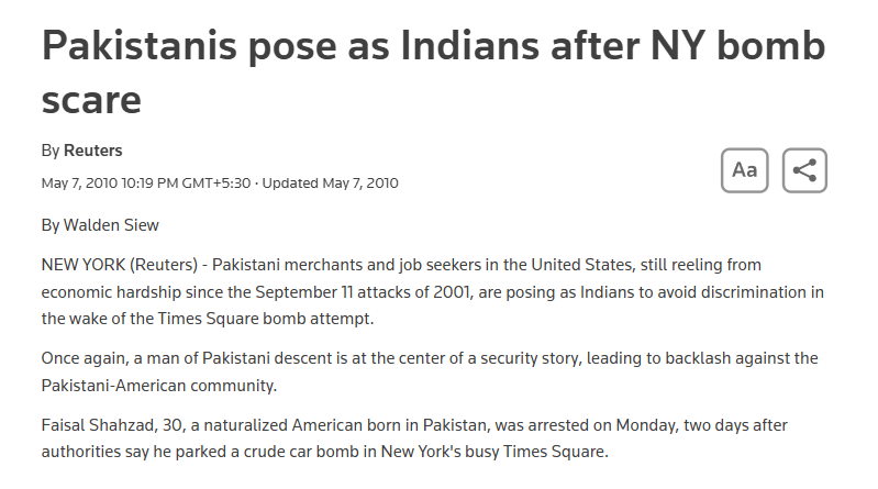 Pakis are literally the most shameless people on the planet.

These are the first ones claiming to be in Indians in West because their reputation is considered that bad.
