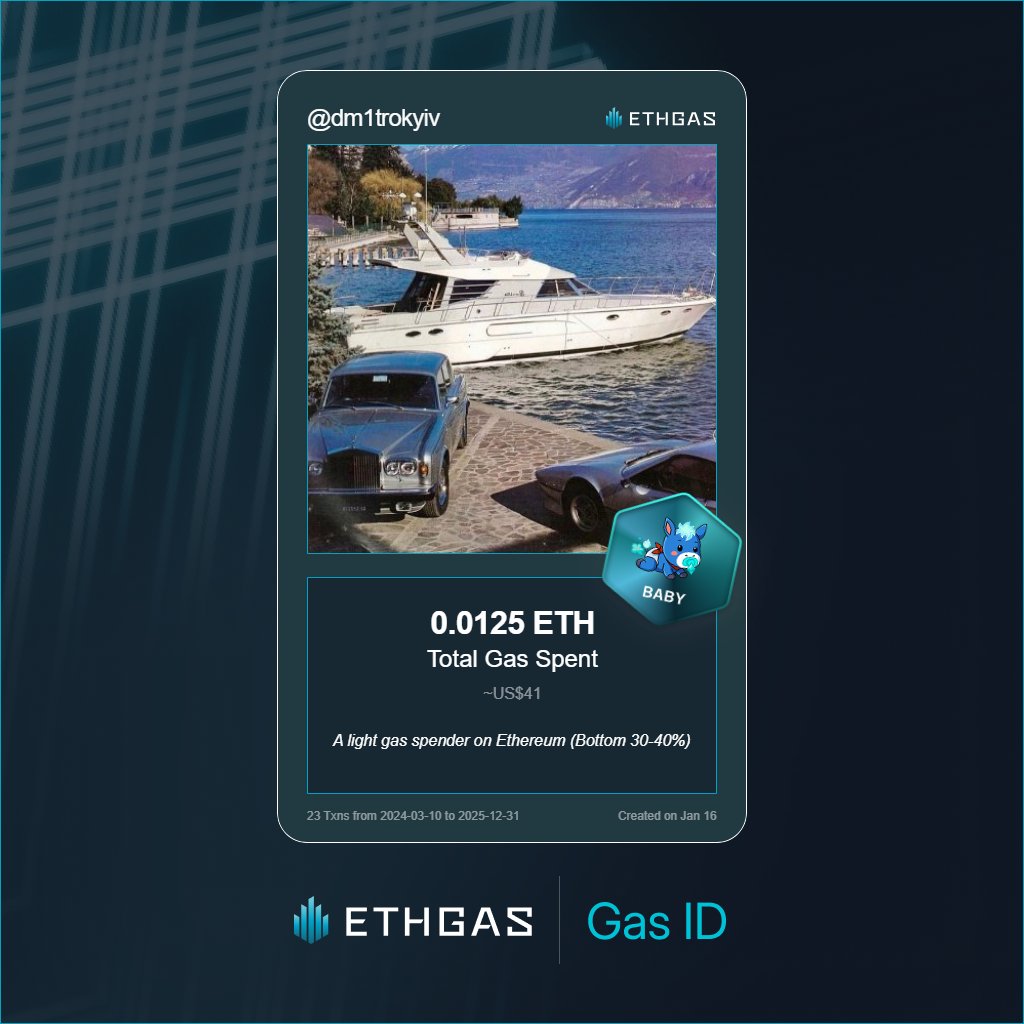 dm1trokyiv's tweet photo. Just unlocked my Gas ID via ETHGas 🪪

I'm a Baby Jack with 0.0125 ETH spent on gas since Beacon Chain - now fueling my climb to the Gasless Future and earned 2 Beans already. 

Reveal yours at https://t.co/6qLdIIwSGs https://t.co/BYBe2EpsR4