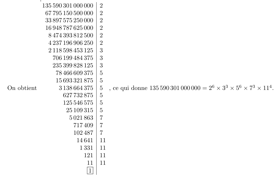 Petit boulot #texlatex avec de la décomposition en facteurs premiers de grands nombres, merci xint ;-)
À suivre ^^