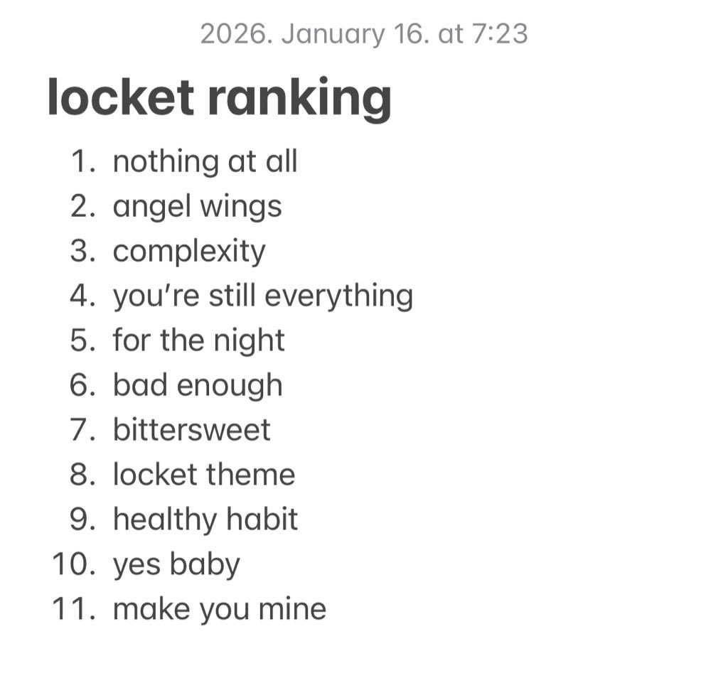 complexityzone's tweet image. locket ranking after first listen 🤍 #LocketOutNow