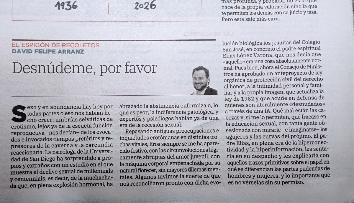 #ElEspigónDeRecoletos el imprescindible del viernes en <a href="/nortecastilla/">El Norte de Castilla</a> por el gran <a href="/dfarranz/">David Felipe Arranz</a>