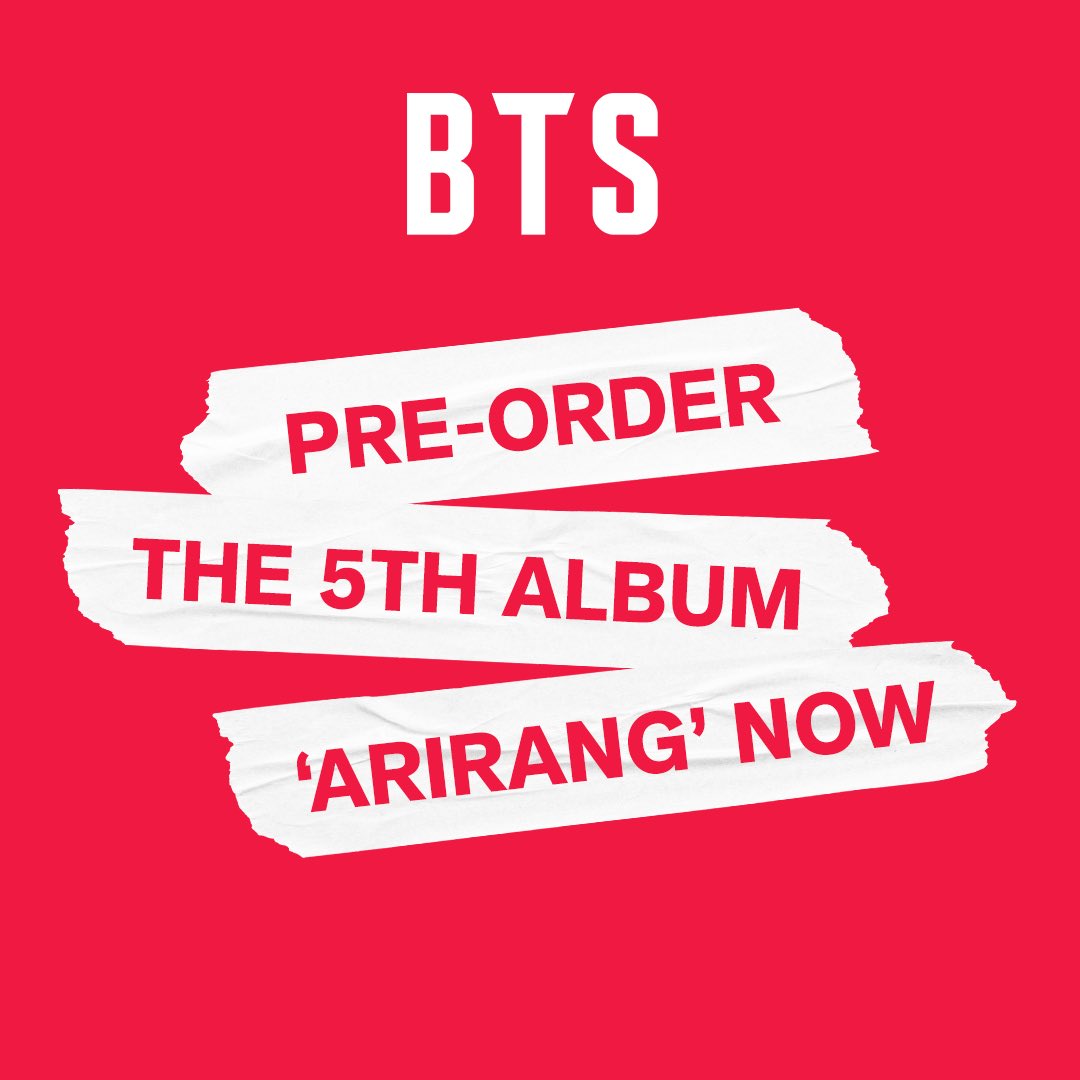 Interscope's tweet image. Pre-order physical variants of BTS’ Album ARIRANG now on the official BTS Store!
Album out 2026.03.20. 1PM KST | 0AM ET
🔗BTS.lnk.to/ARIRANG