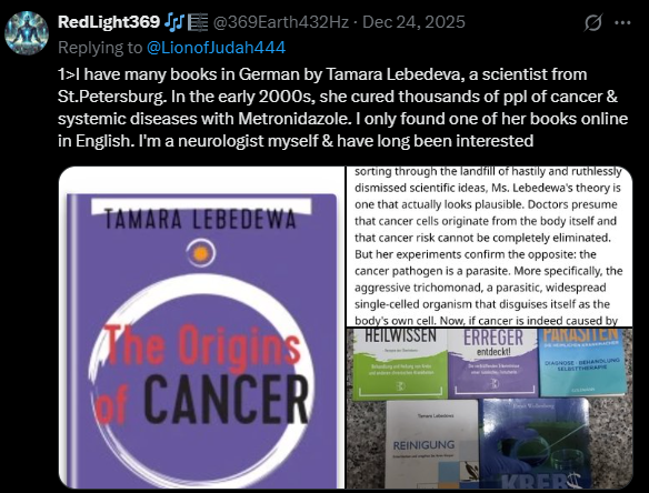 VictorFromDE's tweet image. If you truly have cancer, you either have a small parasite problem (protozoa, fungus, mold) or a medium to large parasite problem (roundworms, tapeworms, flatworms and their larvae). You may have a combination of both.

It is important to recognize this. Review the chart. Just…