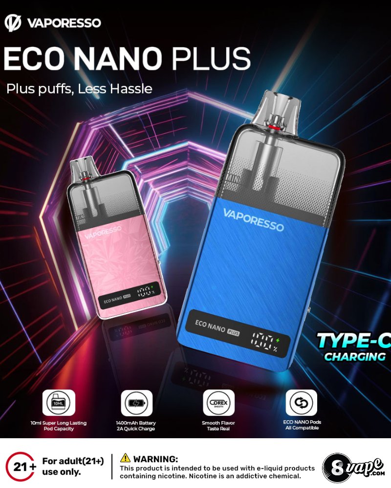 ✨ Vaping upgraded.
Meet the Vaporesso ECO NANO PLUS 24W Pod Kit — power, performance &amp; savings in one sleek setup. 😎
🔋 1400mAh | 📍 Digital Display
🔥 COREX Smooth Heating
💨 Precise Airflow Control
💸 50% Annual Cost Savings

👉 Get it now: eightvape.com/product/vapore…