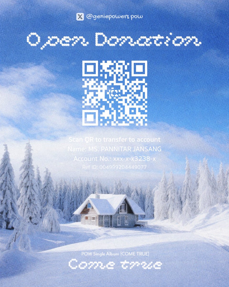 geniepowerspow's tweet image. 📣 ประกาศจากบ้านจีนี่ 

สวัสดีค่ะ ทีมแอดมินขอประกาศเปิดรับโดเนทเพื่อเป็นค่าใช้จ่ายสำหรับเช่าซื้อไอดีสตรีม/ดาวน์โหลดเพลง [#ComeTrue #컴트루]

ค่าใช้จ่ายประมาณ 🎯 60,000 บาท 

*แผนสตรีมและดาวน์โหลดอาจปรับเปลี่ยนตามยอดเงินโดเนท*
ขอบคุณค่ะ

#POW #파우 #POW_GRID 
#GeniePowersPow